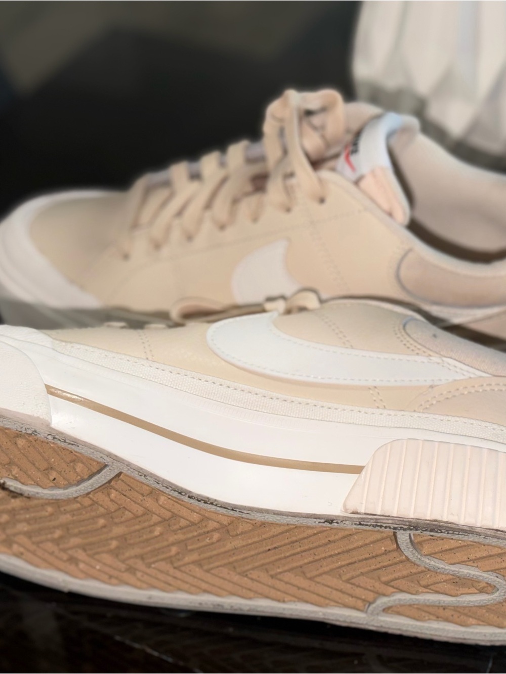 Nike Women’s Low-Top Sneakers in Beige and White